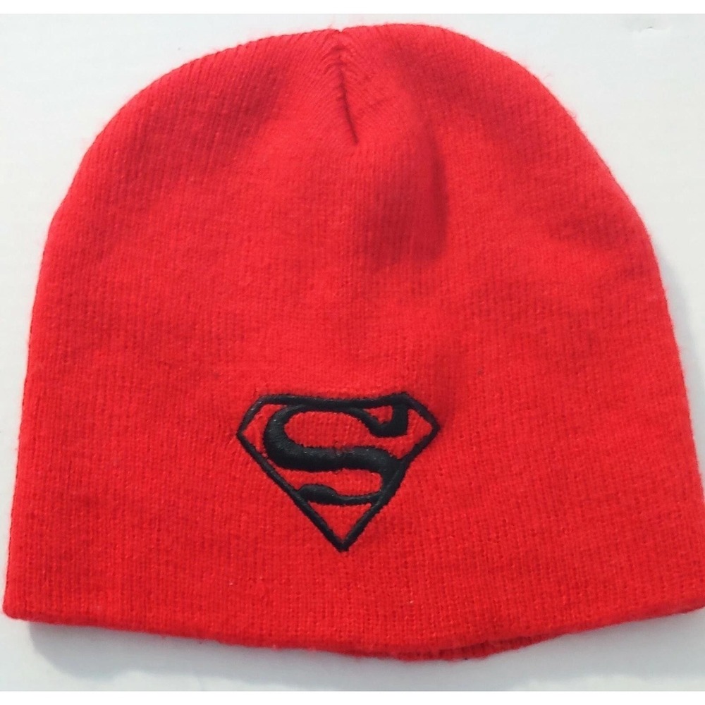 Superman Beanie Hat Red DC Comics Knit Skull‎ Cap Youth One Size Fits Most